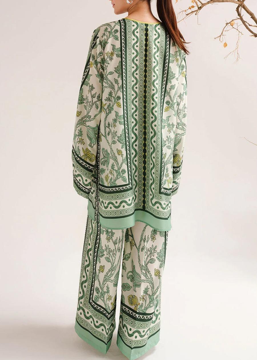Stylish Printed V-Neck Shirt and Plain Trouser Set-2 Pcs for Women
