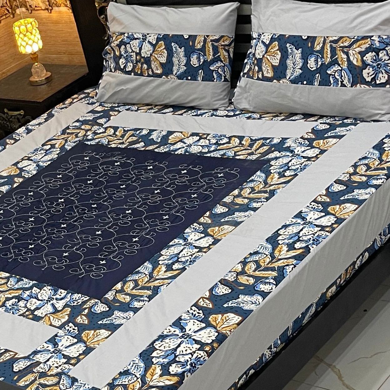 Embroidered Patchwork bed sheet