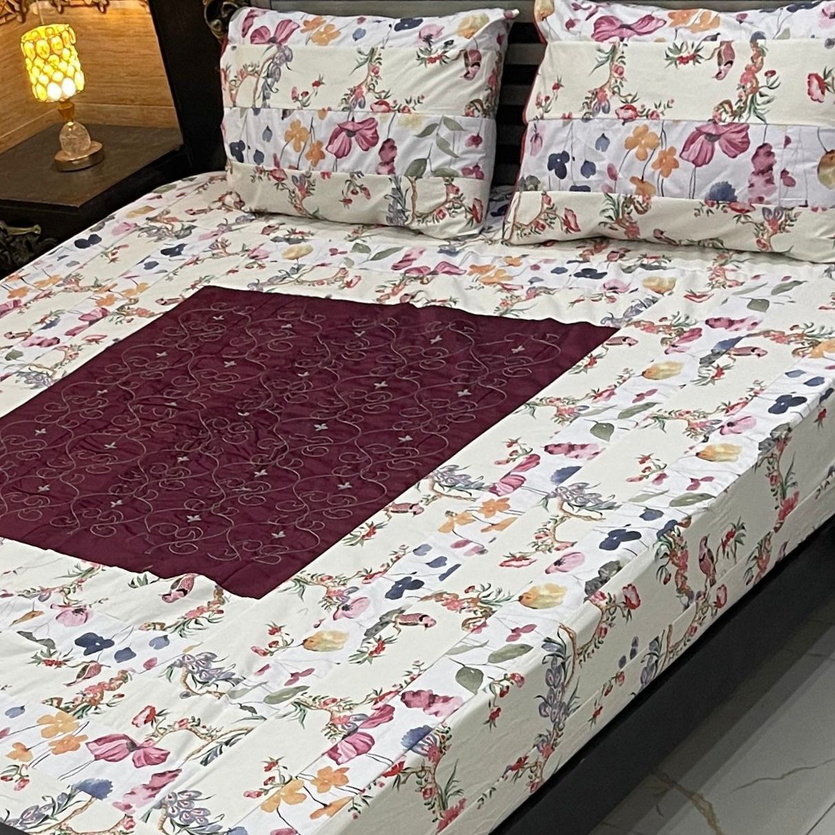 Embroidered Patchwork bed sheet