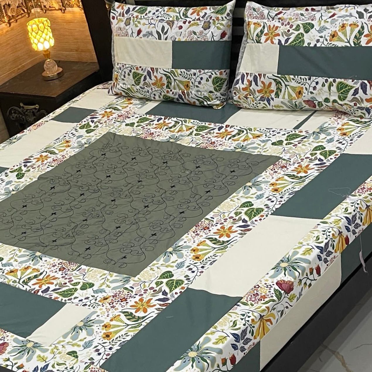 Embroidered Patchwork bed sheet