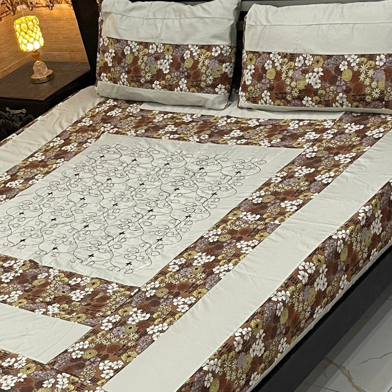 Embroidered Patchwork bed sheet