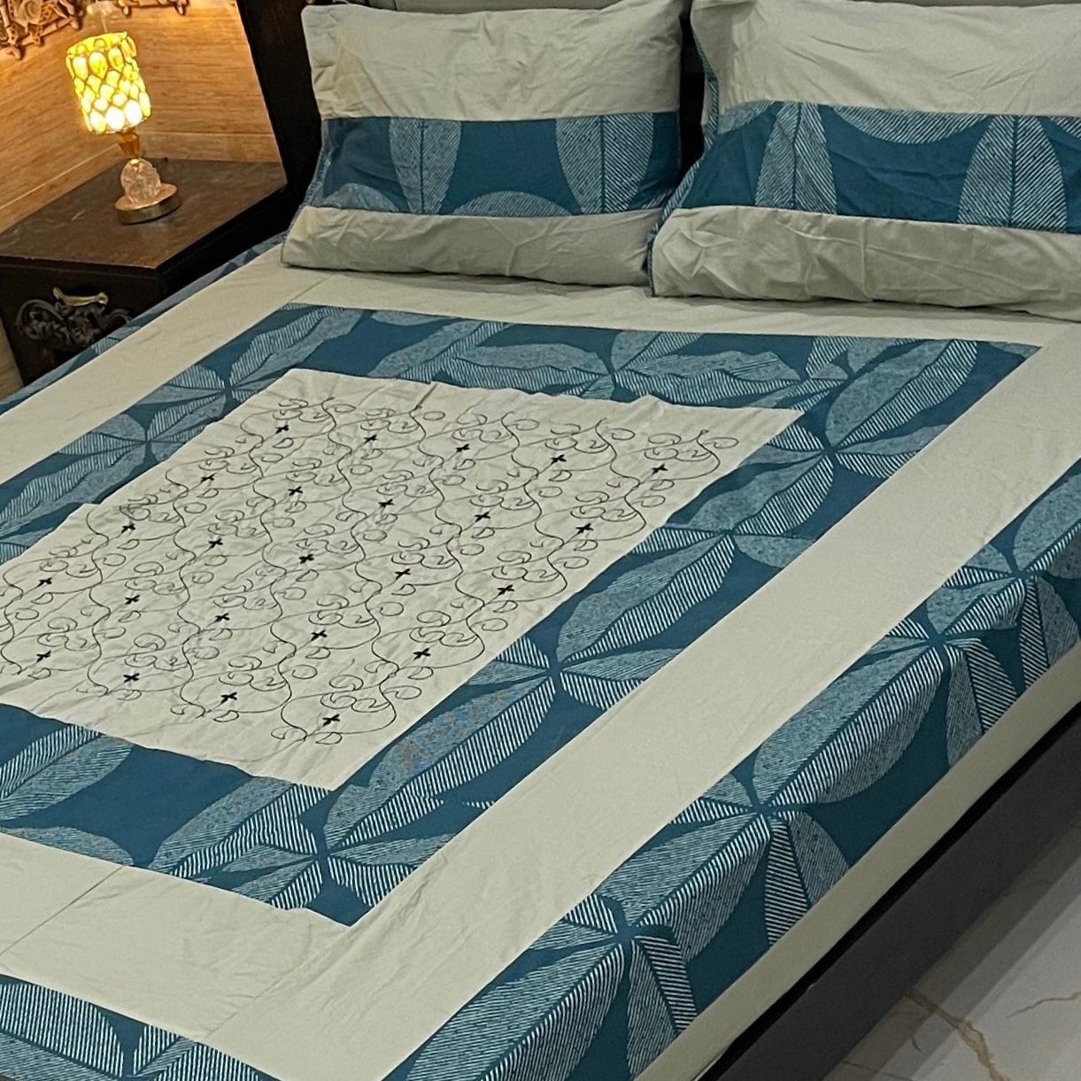 Embroidered Patchwork bed sheet