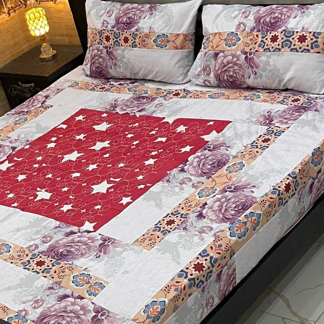 Embroidered Patchwork bed sheet