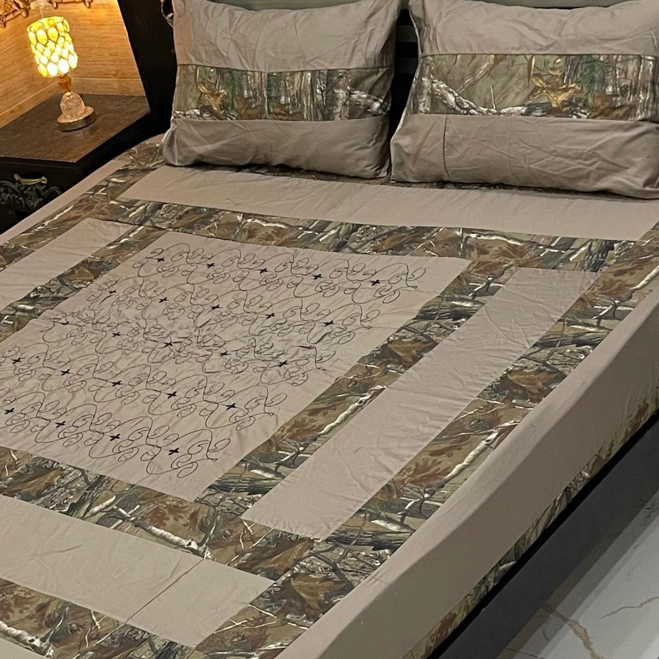 Embroidered Patchwork bed sheet