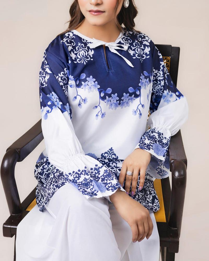 2 pcs Women Stitched Grip Printed Shirt & Palazzo