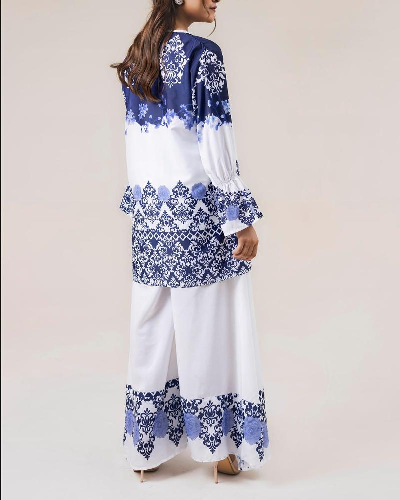 2 pcs Women Stitched Grip Printed Shirt & Palazzo
